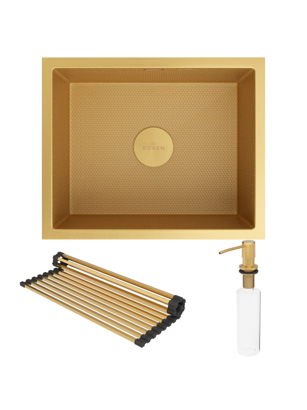 Кухонная мойка Roxen Uno 560210-54-GS золотистый комплектация