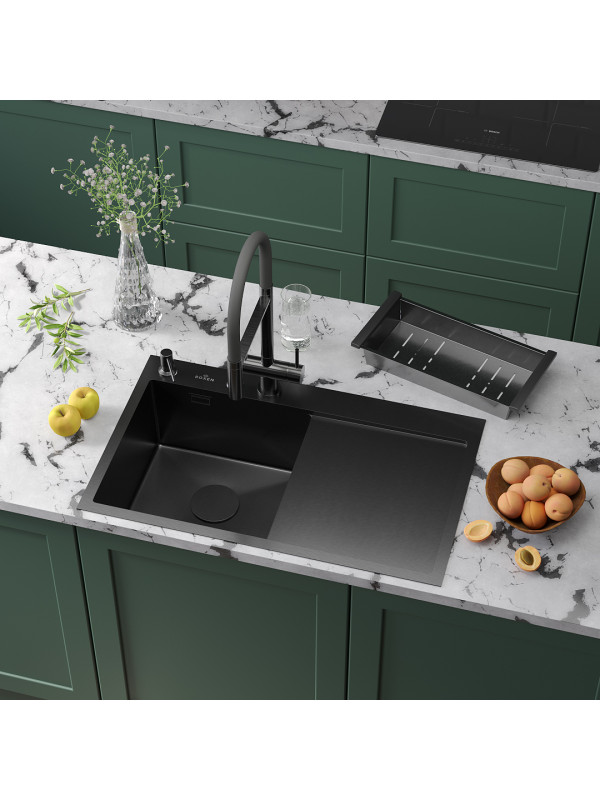 Кухонная мойка Roxen Vespa 560230-70LB графит в интерьере