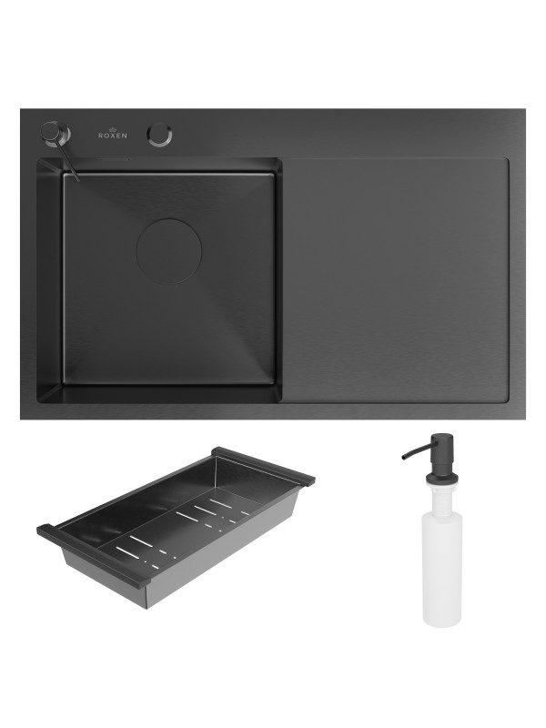 Кухонная мойка Roxen Vespa 560230-70LB графит комплектация