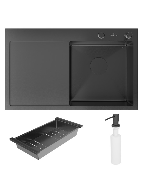 Кухонная мойка Roxen Vespa 560230-70RB графит комплектация