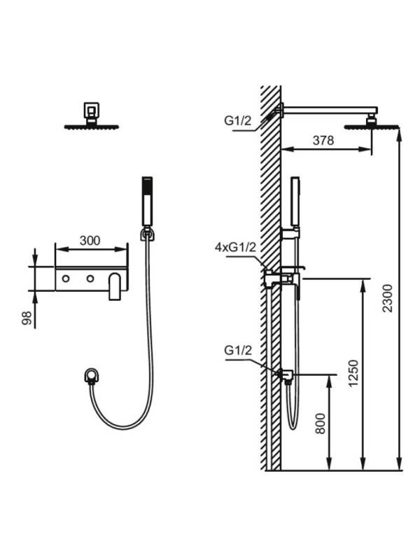 Душевая система Ahti Imatra IM305100 схема