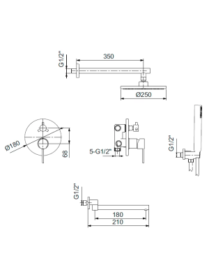 Душевая система Ahti Polar circle PC405318 схема