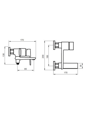 Смеситель Ahti Ulvila UL405001 хром схема