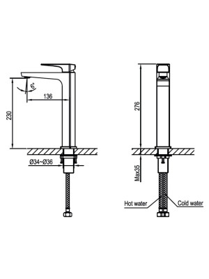 Смеситель Ahti Vaasa VA202001 хром схема