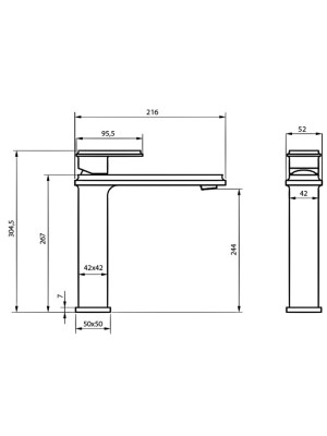 Смеситель Ahti Vihti VH202001 хром схема