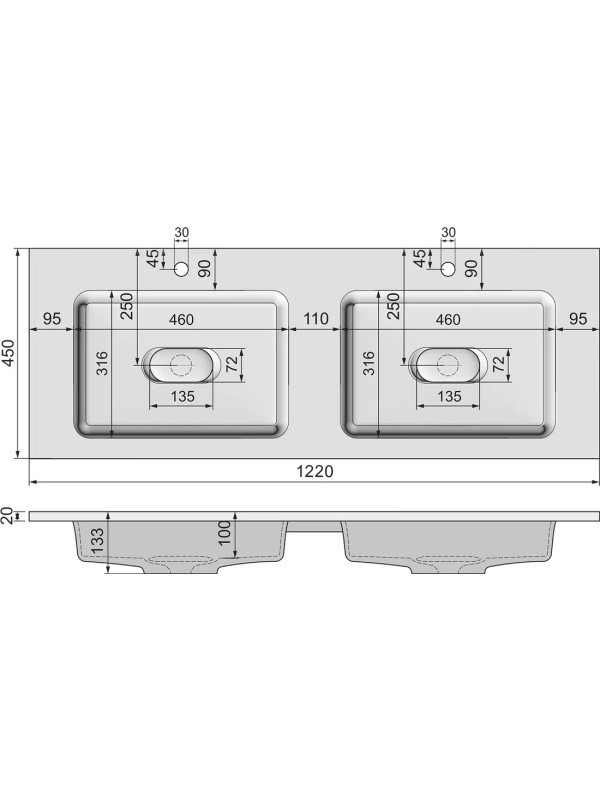 Умывальник Andrea Modul 1200 схема