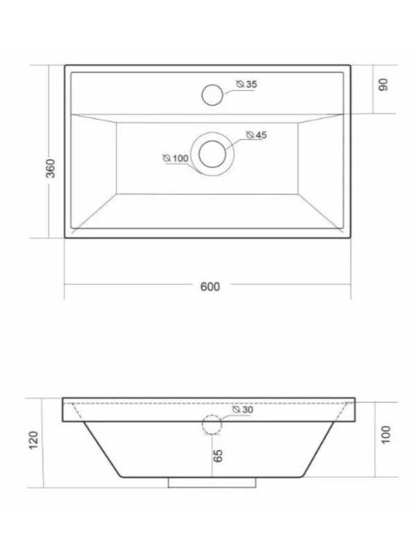 Умывальник Madera Classica Slim 60 схема
