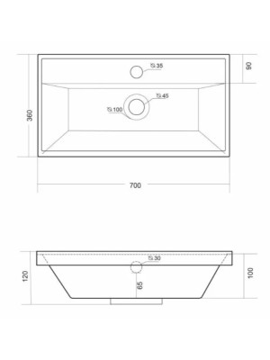 Умывальник Madera Classica Slim 70 схема