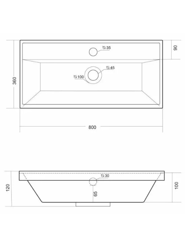 Умывальник Madera Classica Slim 80 схема