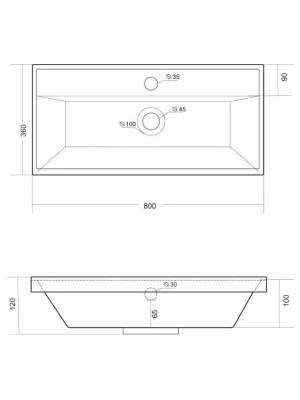 Умывальник Madera Classica Slim 80 схема