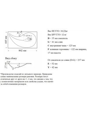 Умывальник Madera Naomi 80 схема