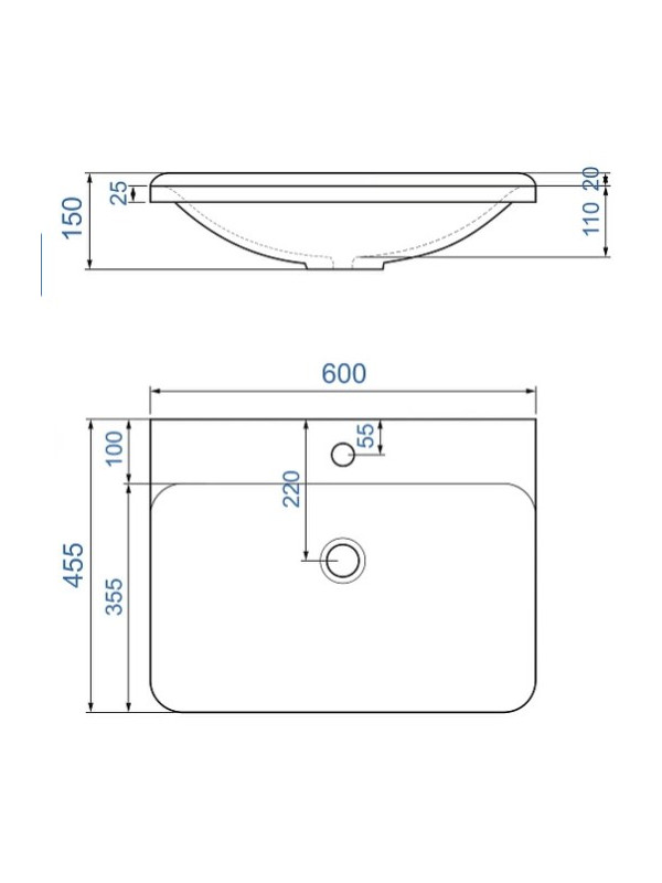 Умывальник Madera Solo 60 схема