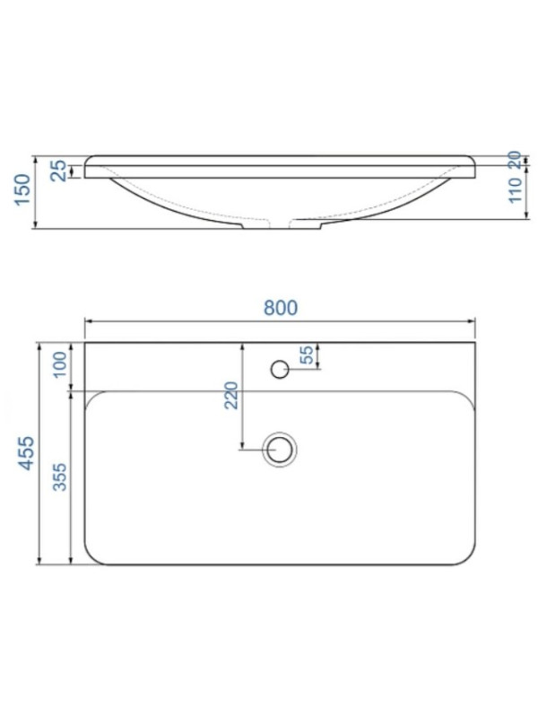 Умывальник Madera Solo 80 схема