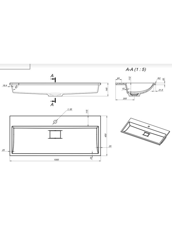 Умывальник Versalia Absolute 100 схема