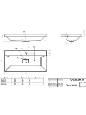 Умывальник Versalia Bazis 80 схема