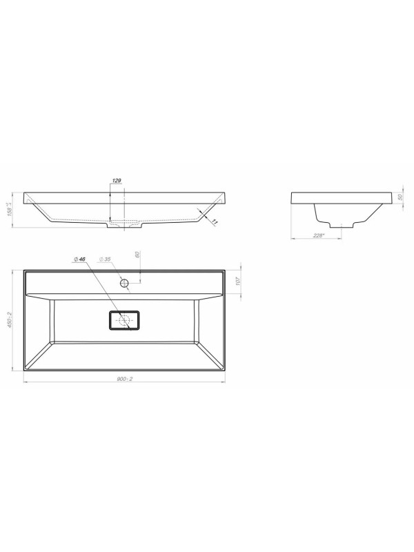 Умывальник Versalia Bazis 90 схема