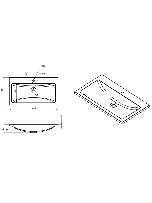 Умывальник Versalia Soft 80 схема