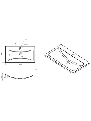 Умывальник Versalia Soft 80 схема