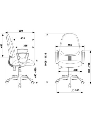 Кресло компьютерное Бюрократ CH-1300N черный размеры