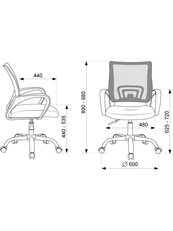 Кресло компьютерное Бюрократ CH-695NLTSL черный размеры