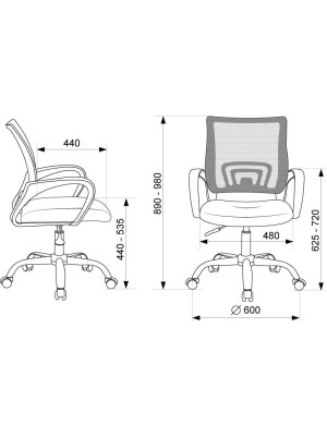 Кресло компьютерное Бюрократ CH-695NLTSL черный размеры