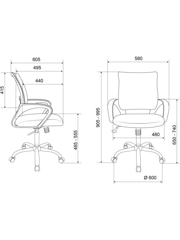 Кресло компьютерное Бюрократ CH-695NSL темно-серый размеры