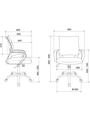 Кресло компьютерное Бюрократ CH-695NSL темно-серый размеры