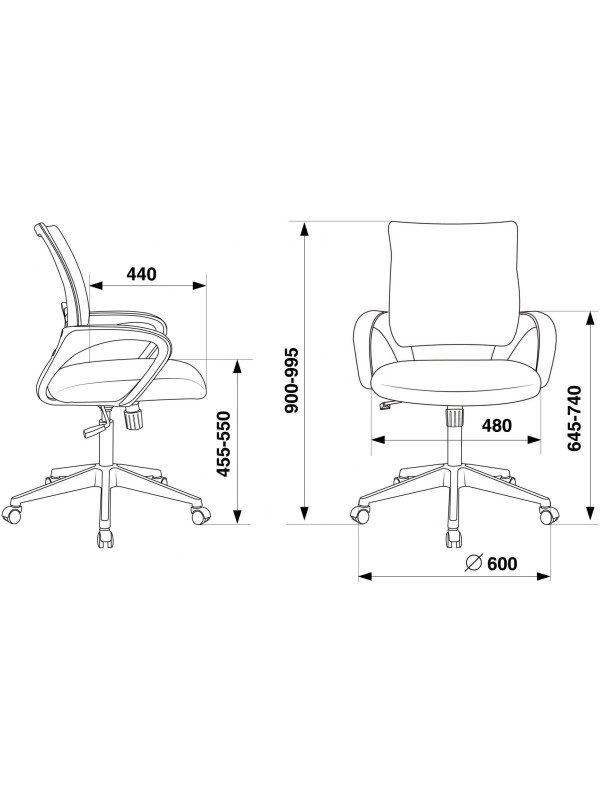 Кресло компьютерное Бюрократ CH-695N черный (экокожа) размеры