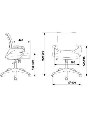Кресло компьютерное Бюрократ CH-695N черный (экокожа) размеры