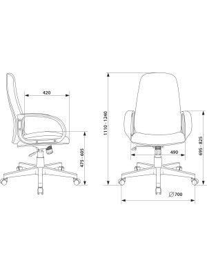Кресло компьютерное Бюрократ Ch-808AXSN/G темно-серый размеры