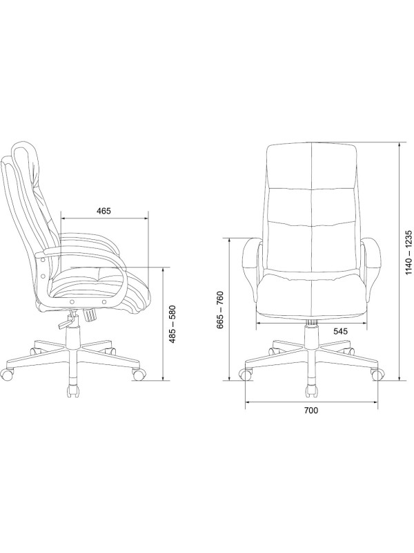 Кресло компьютерное Бюрократ CH-824 черный размеры