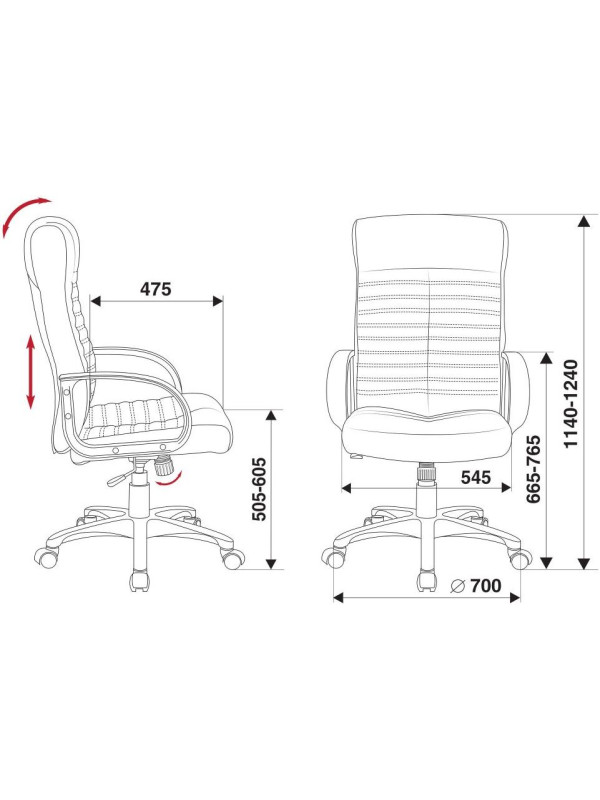 Кресло компьютерное Бюрократ KB-10LITE размеры