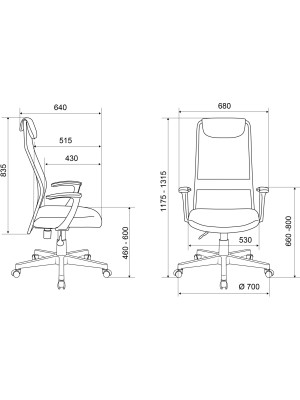Кресло компьютерное Бюрократ KB-8 черный размеры