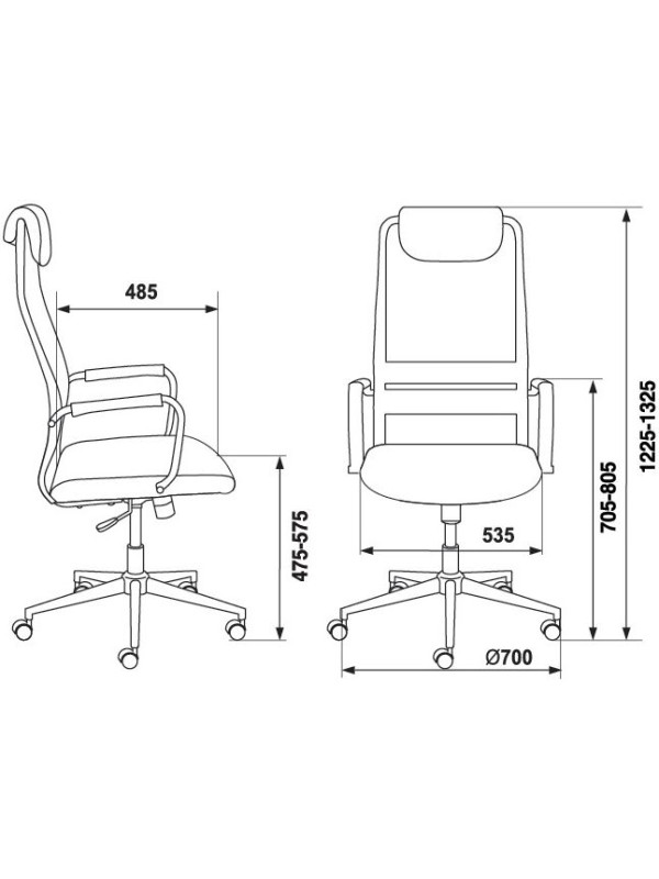 Кресло компьютерное Бюрократ KB-9N черный размеры