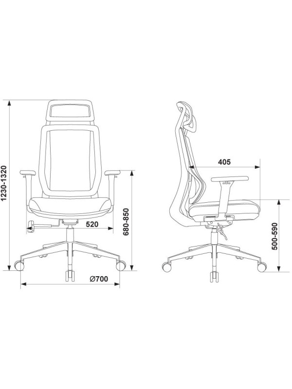 Кресло компьютерное Бюрократ MC-412N-H черный размеры