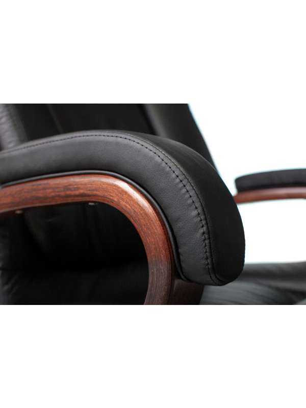 Кресло компьютерное Бюрократ T-9925WALNUT черный подлокотники крупным планом