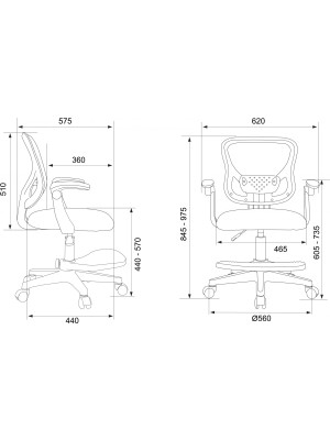 Кресло компьютерное Бюрократ BUROKIDS 3 розовый размер