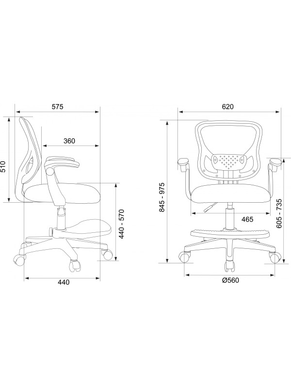 Кресло компьютерное Бюрократ BUROKIDS 3 серый размеры