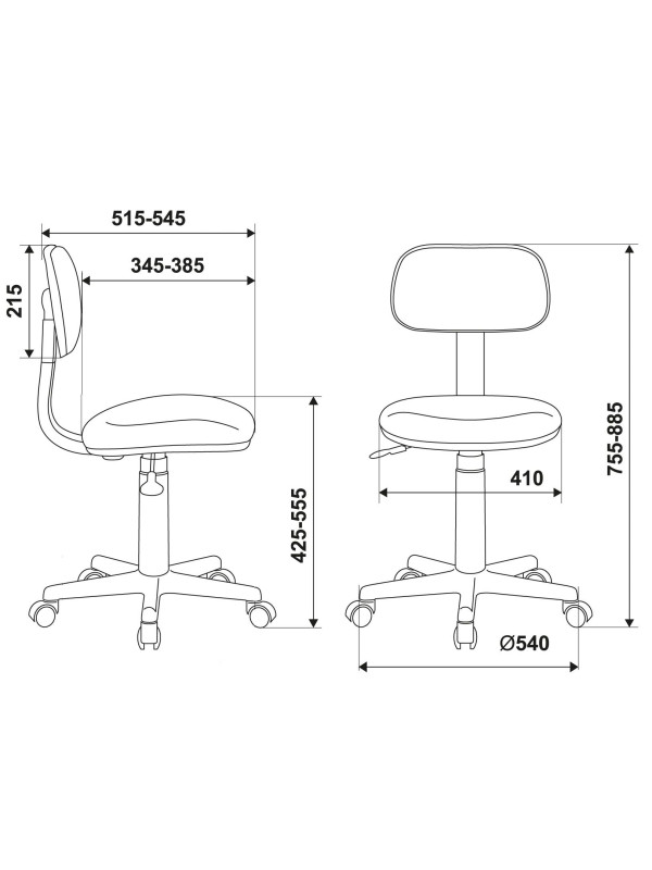 Кресло компьютерное Бюрократ CH-W201NX ткань серо-голубой размеры
