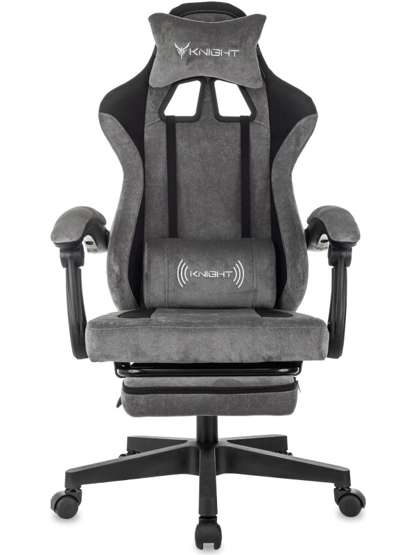 Кресло геймерское Бюрократ Knight Custom/F серый/черный вид спереди