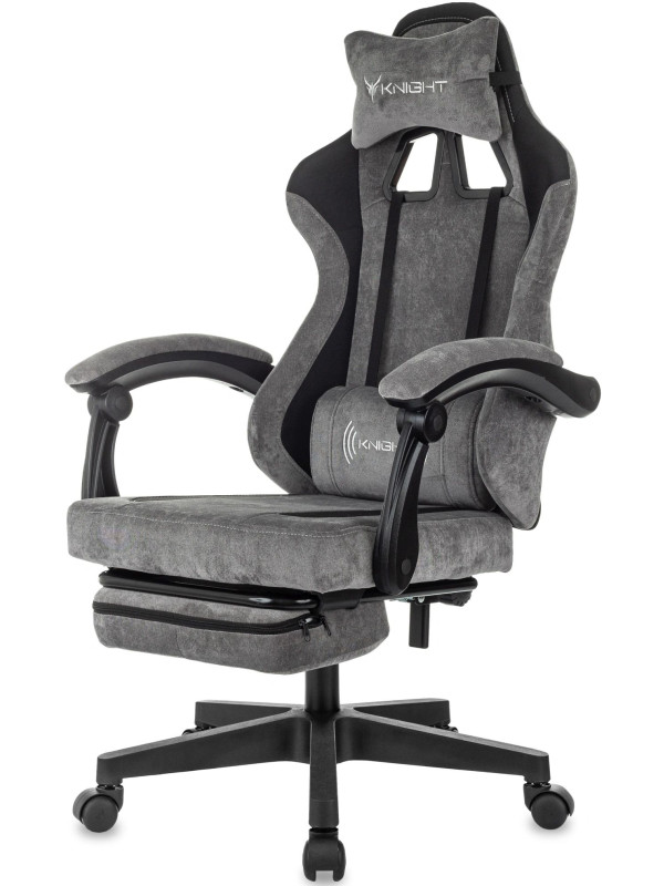 Кресло геймерское Бюрократ Knight Custom/F серый/черный вид сбоку слева