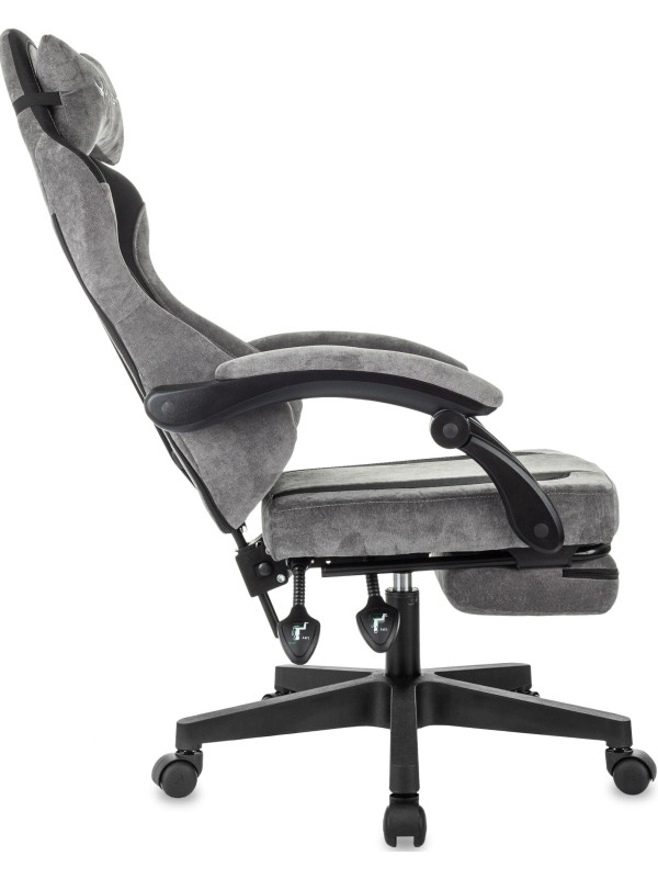 Кресло геймерское Бюрократ Knight Custom/F серый/черный вид сбоку разложенный