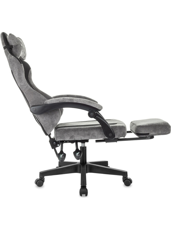 Кресло геймерское Бюрократ Knight Custom/F серый/черный вид сбоку подставка для ног