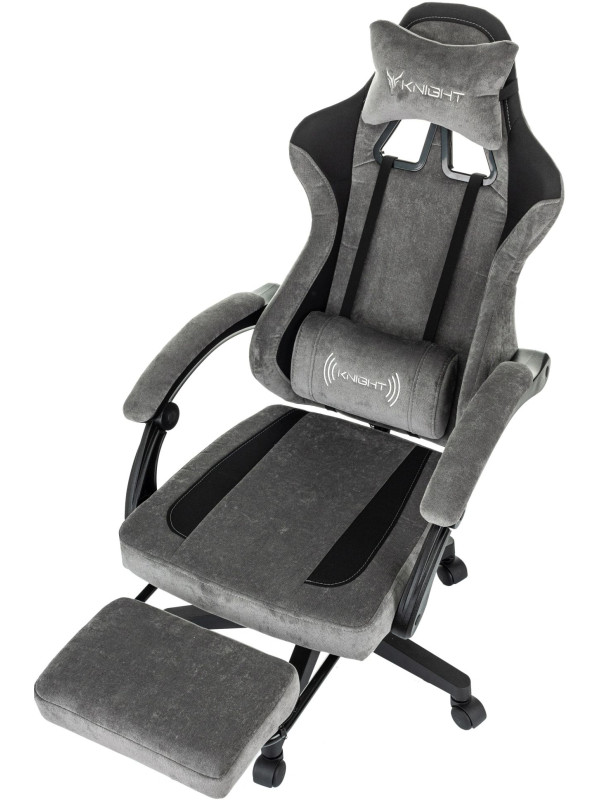 Кресло геймерское Бюрократ Knight Custom/F серый/черный вид вподставка для ног