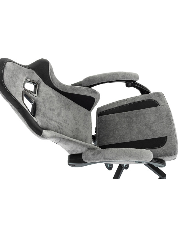 Кресло геймерское Бюрократ Knight Custom/F серый/черный вид сбоку подставка для ног подлокотники