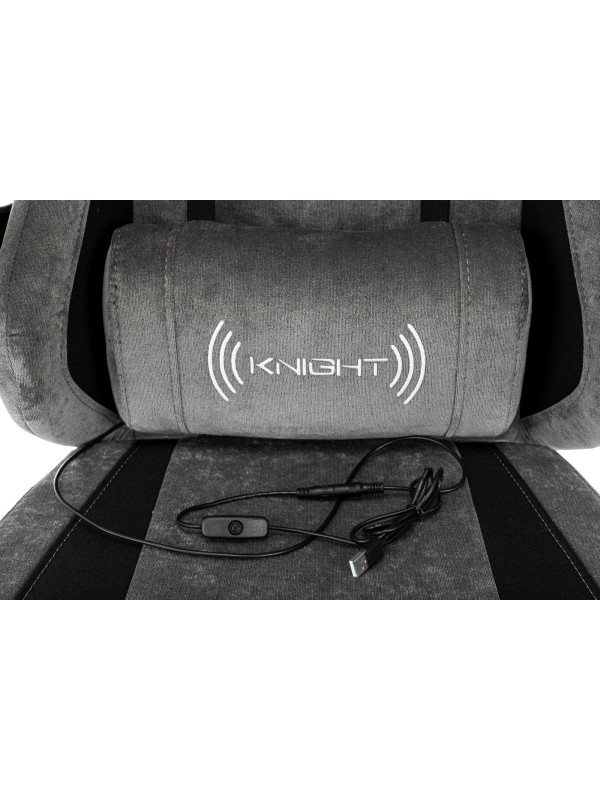 Кресло геймерское Бюрократ Knight Custom/F серый/черный вид сбоку подставка для ног подголовник