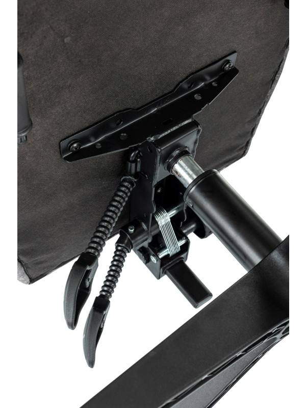 Кресло геймерское Бюрократ Knight Custom/F серый/черный вид сбоку подставка для ног механизм регулирования