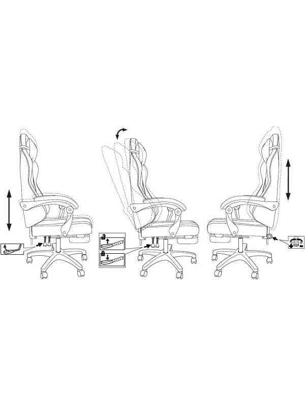 Кресло геймерское Бюрократ Knight Custom/F серый/черный вид сбоку подставка для ног схема
