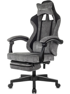 Кресло геймерское Бюрократ Knight Custom/F серый/черный вид сбоку слева