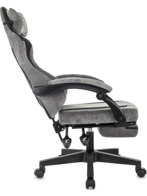 Кресло геймерское Бюрократ Knight Custom/F серый/черный вид сбоку разложенный